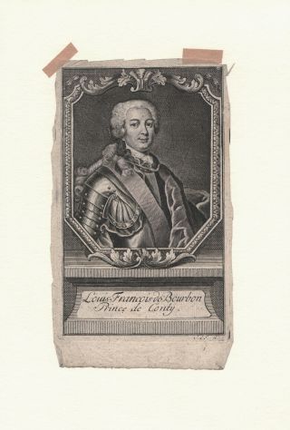 Louis - François De Bourbon,  Prince De Conti Rare Print From Ca.  1840