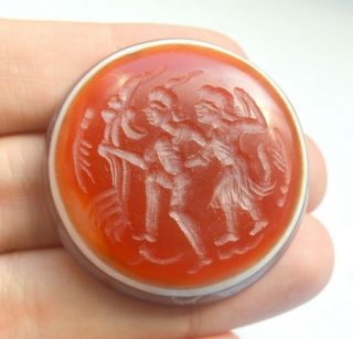 Ancient Roman Empire Intaglio Red Bead Pendant Carved Stone Artifact Seal