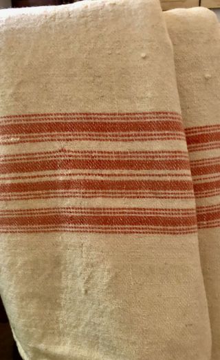 Aafa Antique Homespun Wool Blanket Loom Woven Ivory & Red Color French Country