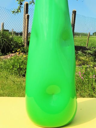 Rare Vintage Mid Century Design Italian Cased Green Glass XL Vase Empoli 2