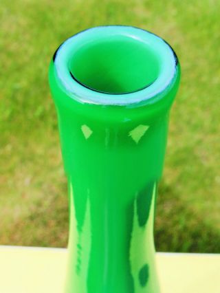 Rare Vintage Mid Century Design Italian Cased Green Glass XL Vase Empoli 3