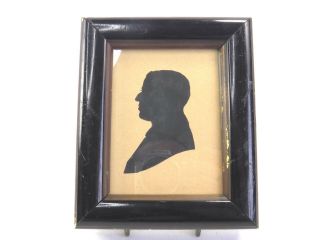 Antique Late 19th Century Paper Cut Silhouette Miniature Portrait Of Gentleman