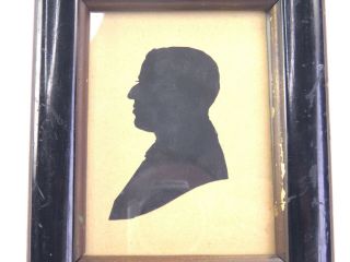 Antique late 19th century paper cut silhouette miniature portrait of gentleman 2