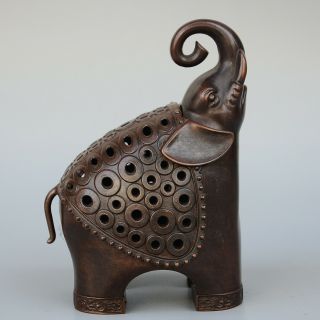 Collect China Old Red Copper Hand - Carved Lovely Elephant Delicate Noble Censer