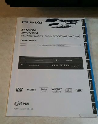 FUNAI ZV427FX4 A DVD Recorder/ VCR Combo,  RARE W/REMOTE FULLY FUNCTIONAL 3