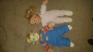 Vintage 1985 My Buddy And Kid Sister 21” Hasbro Playskool Dolls With Clothes