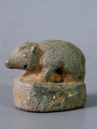 3 Rare Antique Bronze? Opium Weight Inform Shape Rat Excavated In Soil