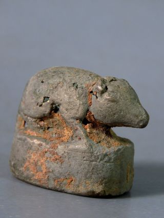 3 Rare Antique Bronze? Opium Weight inform Shape Rat Excavated in soil 2