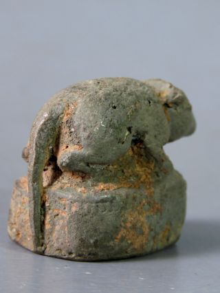 3 Rare Antique Bronze? Opium Weight inform Shape Rat Excavated in soil 3