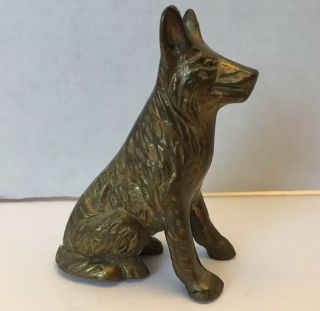 Vintage German Shepard Solid Bronze Msr Dog Statue Figurine