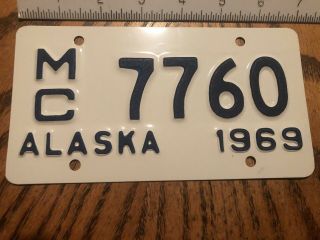 1969 A,  Alaska Motorcycle License Plate Vintage Mc Antique 7760