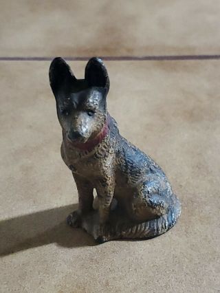 Antique Hubley Cast Iron German Shepherd Dog Paperweight Paint Wow