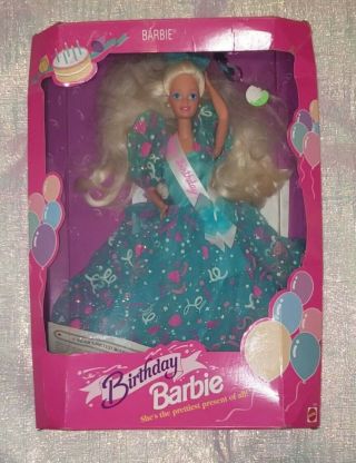 Vintage 80s Happy Birthday Barbie Blue Dress