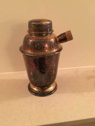 Vtg Art Deco Style Silver Plate Cocktail Shaker With Cork Stopper