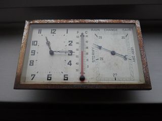 Art Deco Chrome Clock And Barometer