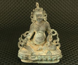 Asian Tibetan Old Copper Hand Cast Buddha Statue Figure Netsuke Table Art