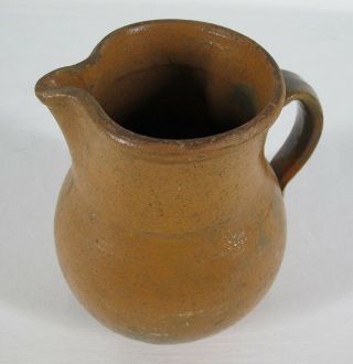 Antique 19th C Lithuania Diminutive Country Pitcher Redware Rare Size Yqz