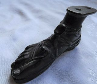 Antique Bronze Classical Figure Foot Sandal 19th Century Shoe Greek Roman Patina 3