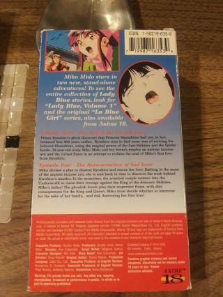 MIKO MIDO IS LADY BLUE VOL.  2 ANIME 18 VHS RARE LA BLUE GIRL TOSHIO MAEDA 2