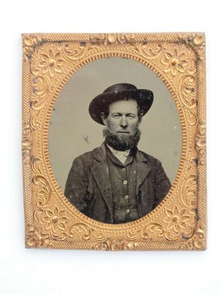 1870s Antique 1/6 Plate Tintype Image Old West Outlaw? San Fransisco,  Ca