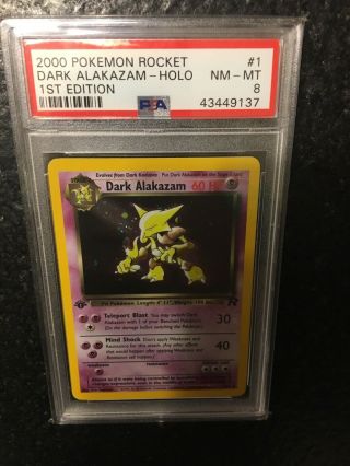 Pokemon 2000 Team Rocket 1st Edition Dark Alakazam 1/82 Psa 8 Nm - M