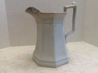 Vintage Heavy Ironstone China Pitcher Marked J.  F.  Approx 10”