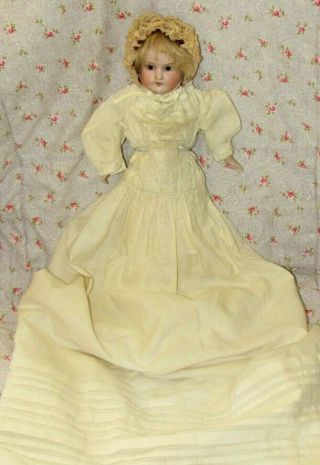 12 Inch Antique German Bisque Head Floradora Doll With Leather Body And Clothes