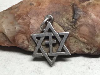 James Avery Rare Sterling Silver Star Of David With Cross Pendant
