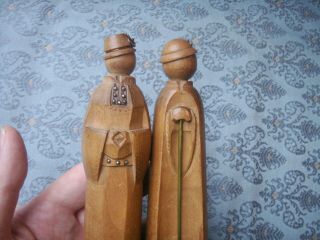 Old Antique Carved Wooden And Metal Art Deco Figures C.  1930s Wood.