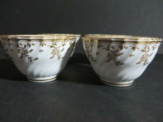 Antique Early 19th C English Porcelain Set Of 4 Cups W Gold Decoration