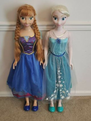 Disney Frozen Princess Anna & Elsa My Size Dolls Large 3 Feet Tall Rare