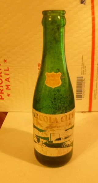 Vintage Rare Arcola Club Lemon Up Green 7oz Soda Bottle Hackensack Jersey