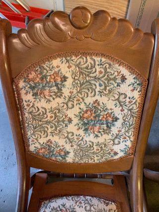 Wood Folding Rocking Chairs - Set of 2 Tapestry Vintage/Antique.  Sturdy. 2