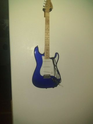 Full Size Blue Electric Guitar With Amp Rarely