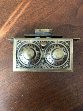 Antique Keyless Lock Co.  Two Dial Combination W/ Corbin Cabinet Plate Pat.  1884