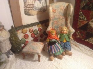 2 Darling Vintage 11 - 1/2 " Cloth Dutch Dolls