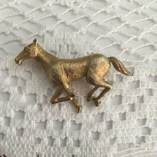 Rare Vintage 2 " Signed & Numbered Boucher Gold Tone Galloping Horse Brooch Pin