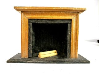 Vintage Dollhouse Miniature Fireplace With Wood 1:12
