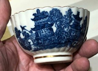 Antique 18th C.  Caughley Salopian Porcelain Tea Bowl,  " Temple " Pattern