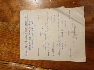 West Bromwich Vs Stoke City April 1942 Football Programme Rare Ww2 Single Sheet
