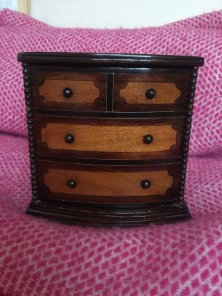 Wooden Inlaid Antique Miniature Chest Of Drawers - Apprentice Piece