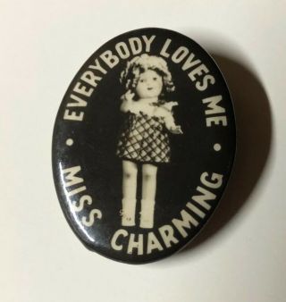 Vintage Goldberger Shirley Temple Doll Button Pin Miss Charming Rare