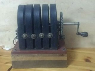 Vintage Antique 5 Bar Hand Crank Telephone Magneto Generator W/crank,  Euc.