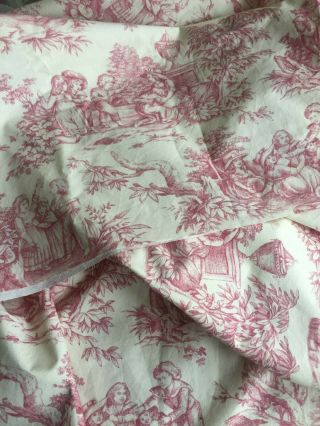 Evocative Vintage French Toile De Jouy Fabric Panel Upholstery Curtain Pillow