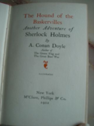VINTAGE THE HOUND OF THE BASKERVILLES SHERLOCK HOLMES A.  CONAN DOYLE - 1902 RARE 2