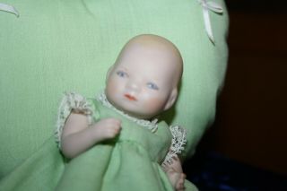 Antique All Bisque Bye Lo Baby Doll Grace Putman 5 " Small,  Toy House Solid Dome