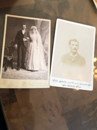 Rare 1890’s Cabinet Card Photos Emil & Clara Serold Of San Antonio Texas