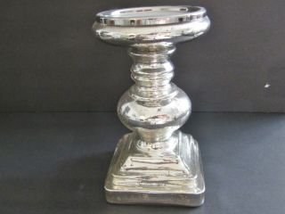 9 " Pottery Barn Silver/chrome Mercury Glass Pillar Candle Holder