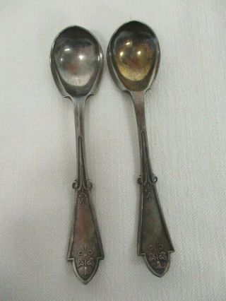 2 Rare Antique 1871 Reed & Barton Gem Silverplate 3 3/4 " Condiment Spoons