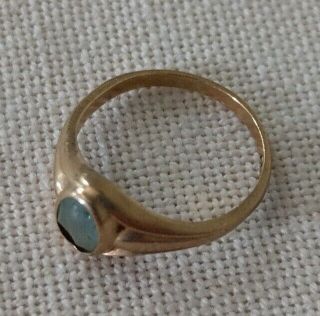 Antique 10k Gold Baby Ring W/ Light Blue Stone Art Deco 13mm Size 1 A&z Maker